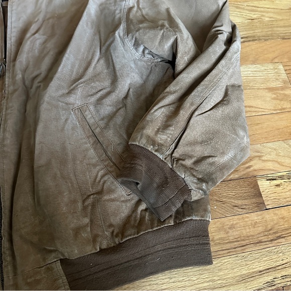Croft & Barrow Genuine Leather Suede Bomber Winter Jacket Tan Men's Size L - Picture 2 of 12